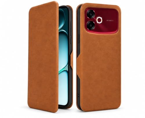 Image of Premium Vegan Leather Flip Wallet Phone Cover with Card Slot | Slim Durable Case with Kickstand, Magnetic Closure & Privacy Protection for Smartphones (Oppo F33 Pro 5G) Brown