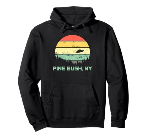 Retro Pine Bush, NY Alien Distressed T Shirt Pullover Hoodie