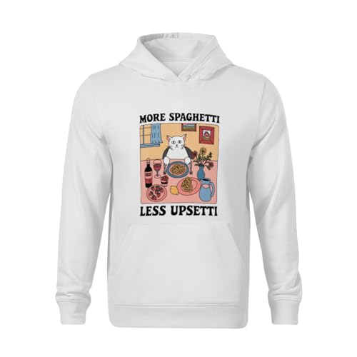 Kids Funny Cat More Spaghetti Less Upsetti Boys Girls Lightweight Kangaroo Pocket Fleece Hoodies2