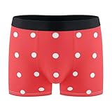 ZZKKO Men's Underwear Briefs White Polka Dot Red Background Men's Underwear Mens Cotton Trunks Underwear Boxers Briefs Breathable and Soft XXL