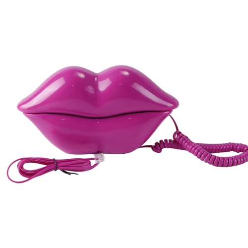 Tiardey Téléphone filaire rose avec lèvres, téléphone fixe filaire pour la maison, le bureau,...