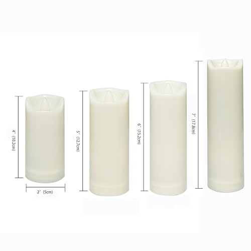 Image of CANDLE CHOICE Waterproof Outdoor Battery Operated Flameless Candles with Auto Timer Flickering Plastic Resin Electric LED Slim Pillar Lights for Lantern Patio Garden Wedding Party Decorations 4 Pack