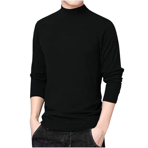 Mens Casual Mock Turtleneck T-Shirt Long Sleeve Thermal Tops Slim Fit Stretchy Pullover Basic Lightweight Undershirt