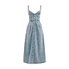 Denim Dress for Women Vintage Strappy Full Button ... #3