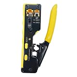 Ciieeo Pass through Netzwerkkabelzange Klasse Heavy duty Crimpzange für Integrierter Kabelabisolierer und Ratschenmechanismus Robustes Stahlmaterial mit Rutschfestem Pvc griff für