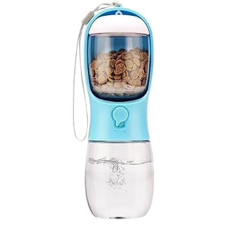 Image of Cawypety Dog Water Bottle for On The Go - Portable Pet Water Bottle for Dog Cat Outdoor Walking Hiking Travel (Fresh Blue, 300ml)