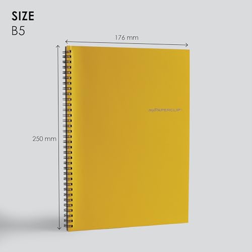 Image of myPAPERCLIP NeoWiro B5 Spiral Ruled Notebook | 160 Pages, 80 GSM, 250 GSM Soft Cover, B5 (6.93 x 9.84 in) | Wiro Bound | Yellow