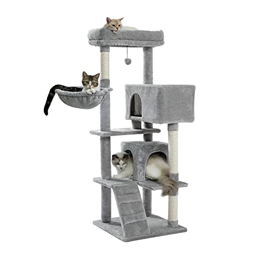 XXJF Condomínio de torre de gato com árvore de gato de 142 cm com postes de arranhar poleiros para v