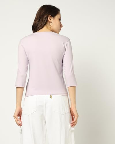 Image of Gap Women Solid Slim Fit Short Sleeves V-Neck Blouse