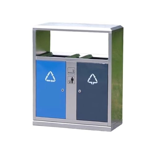 WQQYU6HKF Cubo de Basura para Exteriores Grande Cubo de Basura Acero Inoxidable Doble Caja for Exteriores, Calles y Zonas públicas Clasificación Patio Papelera