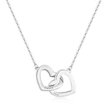 Y Z Personalised Engraved Interlocking Double Hearts Crystal Edge Necklace UK Handmade with Gift Box and Card. Birthday Gift for Mother Daughter, Grandmother Sister Bestie