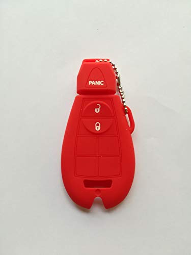 Red Fob Remote Key Case Cover for Jeep Grand Cherokee Commander Dodge Ram 4500 Ram 3500 Ram 2500 Ram 1500 Journey Grand Caravan Durango Magnum Charger Challenger M3N5WY783X IYZ-C01C