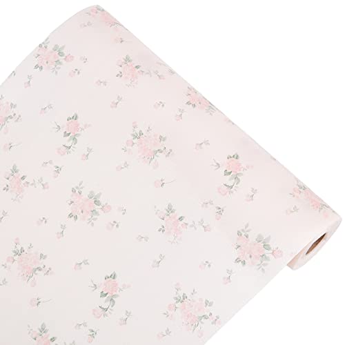 CREATCABIN Plastic Drawer Liners Shelf Cabinet Closet Cupboard Flower Wallpaper (Non-Adhesive) Waterproof Refrigerator Kitchen Protector Lining Wall Paper for Bedroom 30 x 300cm Pink Rose