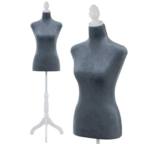 Adjustable gray mannequin torso stand for display