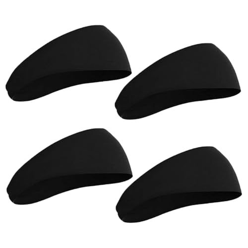 VINTORKY 4 Diademas Deportivas para Hombre Negras, Bandas Sudor de Material Elástico, Absorbentes y Cómodas para Gimnasio, Yoga y Running, Accesorios Deportivos para Entrenamiento al Aire