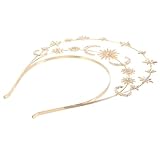 PLAFOPE 星と月の装飾施したレイヤードカチューシャ レディース用ウェディングヘッドピース 結婚式やパーティースタイルに華添える女性用