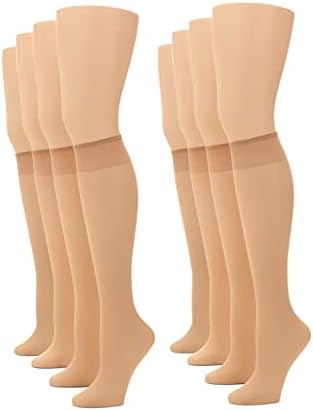 No Nonsense Women's Sheer Knee High, Nylons for Women with Comfort Top, Nylon Trouser Stockings, Value Pack