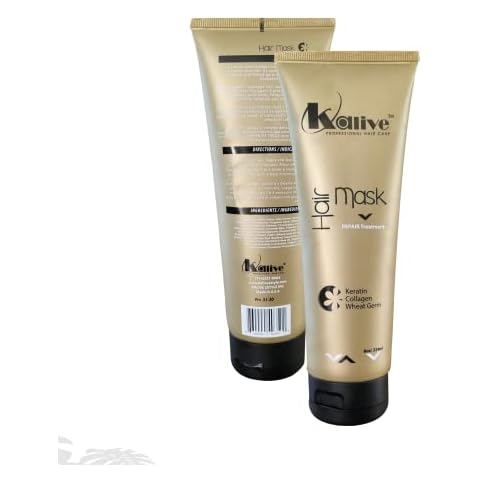 KALIVE Hair Mask for Deep Hydration & Repair - 8 oz. Keratin, Collagen & Wheat Germ - Hair Care Products for Dry, Damaged Hair. Cover