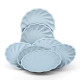 Hasdock 18 Count Macaron Color Sturdy Disposable Petal Plates 9 Inch, Biodegradable Plant Fiber Tableware - Elegant Dinner Plates for Wedding, Birthday Party, Baby Shower, Holiday Feast & Celebration