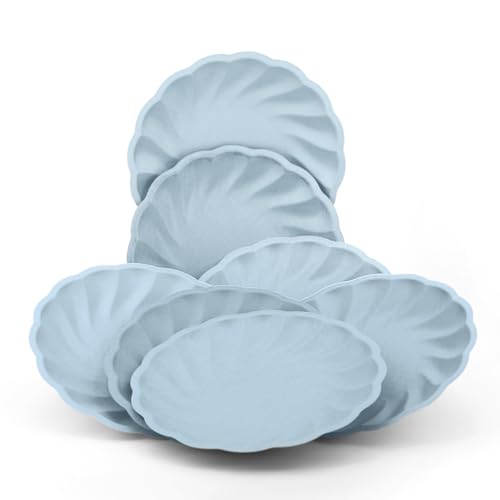 Hasdock 18 Count Macaron Color Sturdy Disposable Petal Plates 9 Inch, Biodegradable Plant Fiber Tableware - Elegant Dinner Plates for Wedding, Birthday Party, Baby Shower, Holiday Feast & Celebration