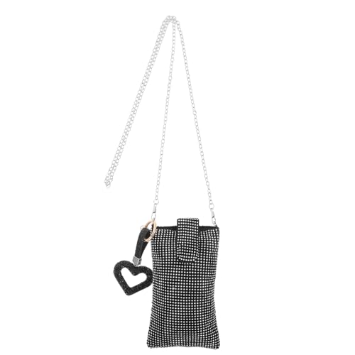 Pochette à bandoulière téléphone en noir pailleté élégant pour sublimer vos tenues de soirée