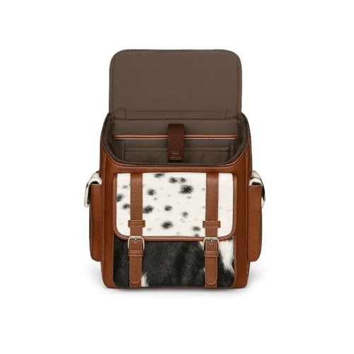 Trahide – Backpack Cowhide Hair-On Black/White & Brown Leather Pockets | 14” x 13” Inches – Pick yours - Pick for me3