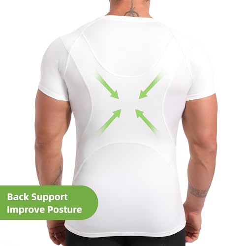 Lgtfy 4D Mens Compression Shirt Short Sleeve, Gynecomastia Tummy Control Back Support Undershirt, Slimming Vest4