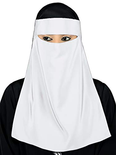 MyBatua Single Layer Niqab, Saudi Style, Muslim Face Veil, Wholesale Price, 1pc NQ-009, White