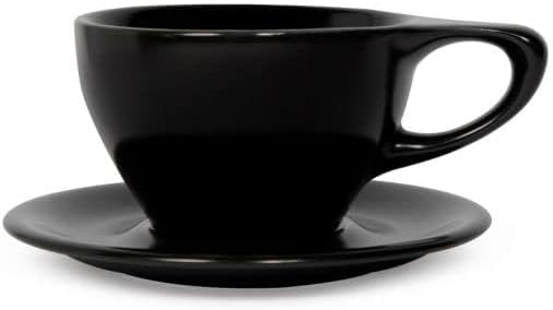 notNeutral LINO Porcelain Cup & Saucer (Large Latte, Black, 1)