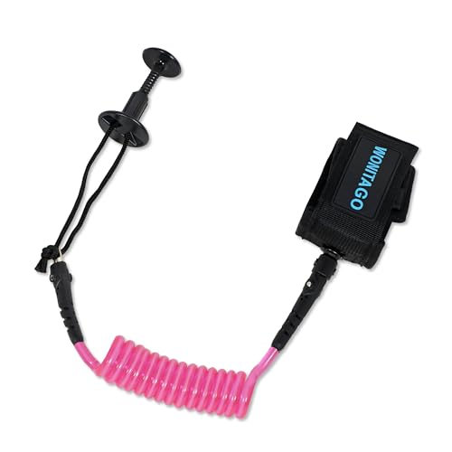 LINGVUM 4 ft Bodyboard Leash 7mm Thick Coiled Wrist Bodyboard Leash with Plug for Bodyboarding Rose