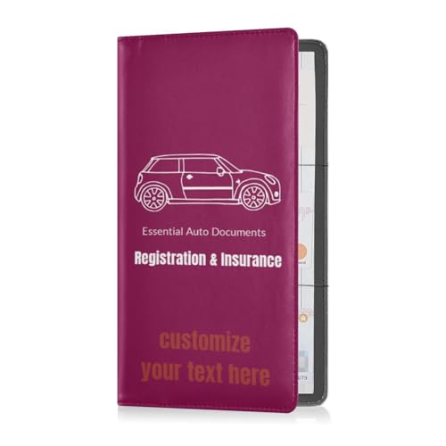 Custom Premium Leather Auto Registration Insurance & ID Card Holder Personalized Men Women Truck Accessories for ID, Driver's License, Key Contact Information Cards Rose Red