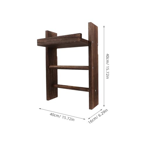 Toallero escalera de madera multi capa con estante para organización hogar 3