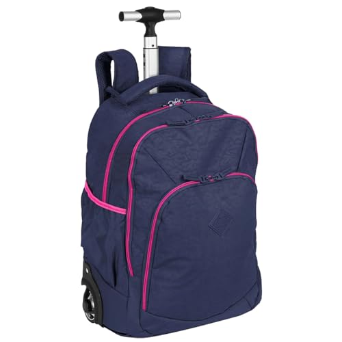 Mochila Sestini Carrinho 2 em 1 Rolling Crinkle Azul e Rosa