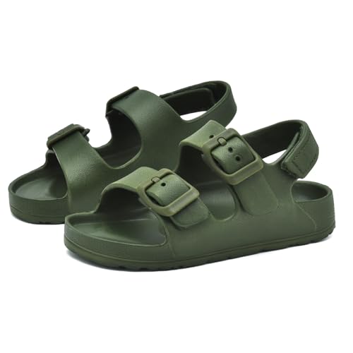 Image of Toddler Sandals Dual-sized Adjustable Buckle Boys & Girls | Non-Slip Easy On /Off,EVA Flat Open Toe Lightweight Summer Sandals - Perfect for Beach, Pool or Playground, Toddler Little Kid