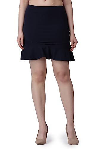 Image of POPWINGS Casual Twill Frill Knee Length Pencil Skirt for Women || Stylish Summer Skirt for Women || Knee-Length Skirt for Women || Semi-Formal Women Skirt