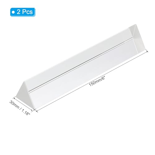 Image of PATIKIL 150mm /6 Inch Triangular Prism, 2 Pack Glass Optical Crystal Rainbow Prism for Photography Physics Lights Taking Photo, Clear