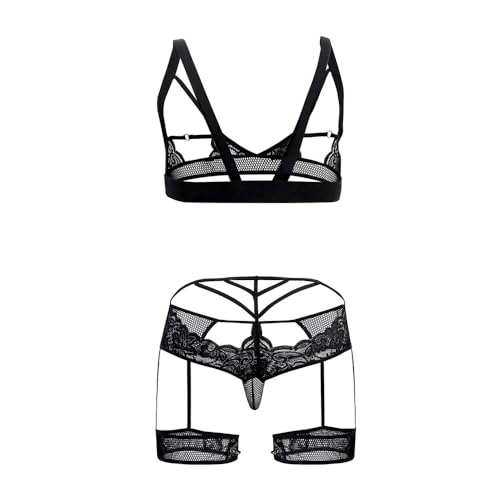 Image of MYZA Men's Power Net Garter Lingerie Set /Bra Panty Set