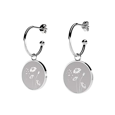 seensea Flower Signet Earrings Botanical Engraved Minimalistic Poppy Lotus Daisy Wheat Stamped Boho Dangle Earrings Drop huggie Daily Earrings for Women Gifts Cover