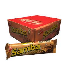 SAMBA CARLTON AVELLANA, 2 PACKS. Galleta Cubierta de Chocolate Rellena de Avellana/Chocolate covered wafer cookie filled with hazelnuts, 2 PACKS of 20 und each.