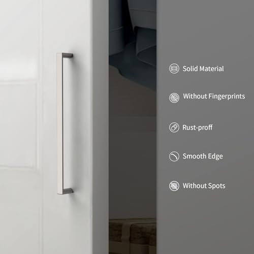 Image of 10 Pack 7.5 Inch(192mm) Kitchen Cabinet Handles Brushed Satin Nickel Cabinet Pulls Kitchen Cabinet Hardware Drawer Pulls for Cupboard Wardrobe