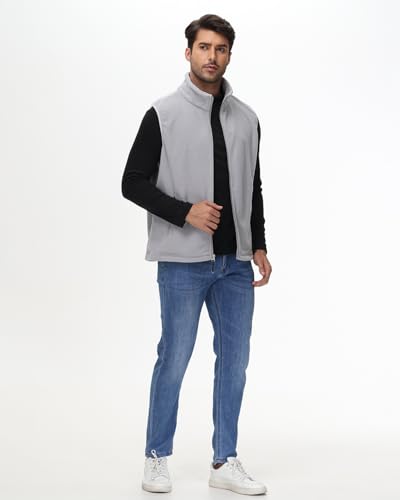 JIHUILAI Mens Polar Fleece Lightweight Vest With Zipper Pockets Warm Men's Zip Up Vests Outerwear Winter Sleeveless Jacket3