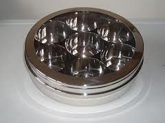 Authentic Indian See Through Stainless Steel Spice Container with 10 spices/Spice Tin Masala Dabba 18cm With 10 Spices