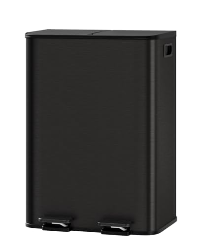 Caneca de basura rectangular negra 80 litros acero inoxidable miniatura 7