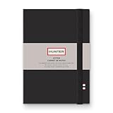 Studio Oh! Hunter - Jotter Notebook, 10” X 7” Lined Journal With 208 B5 Size Pages for Work, Journaling, Writing, & Note Taking, Elastic Band & Inside Pocket for Loose Notes, Numbered Sheets, Black