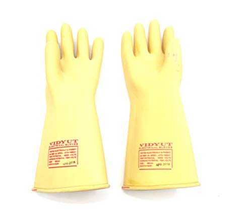 Image of M VIDYUT Sai Safety 33 Kva Electrical Insulated Rubber Seamless Hand Gloves, Pack Of 1, Yellow