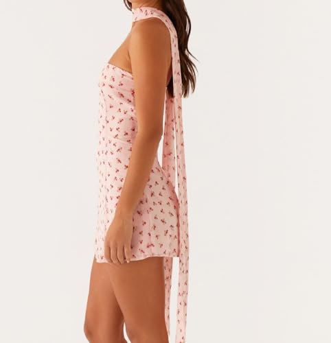 Image of NUFIWI Sexy Floral Strapless Tube Mini Dress Y2K Slim Fit Backless Short Bandeau Dress Going Out Night Party Vocation Dresses