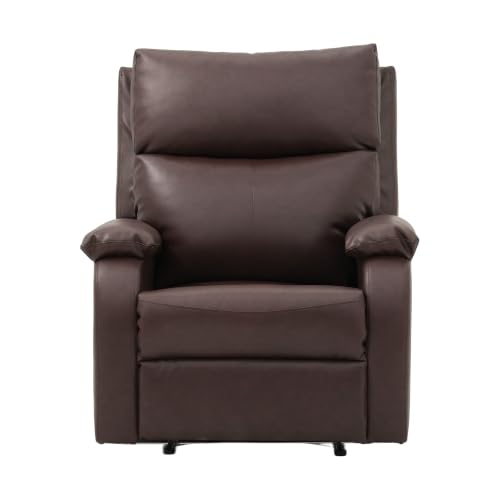 Image of Royaloak Nova Leatherette Recliner 1 Seater, Manual Recliner Chair with High Backrest, Tufted Design, Padded Armrests & Soft Cushions, Living Room Recliner Sofa, Brown