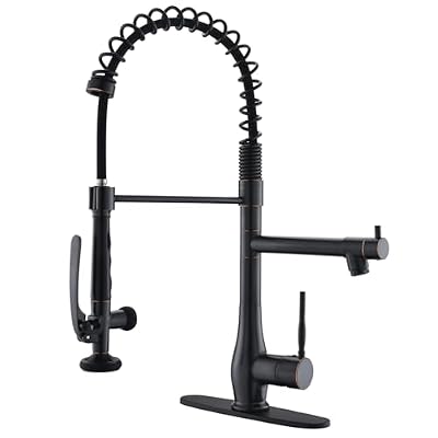 GIMILI Oil Rubbed Bronze Kitchen Faucet with Pull Down Sprayer Single Handle High Pressure Kitchen Sink Faucet Commercial Double-Headed Kitchen Faucets