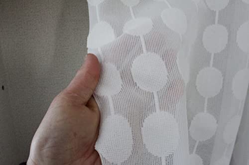 加栄レース 日本製 レースカフェカーテン 水玉柄 巾145cm×丈48cm ホワイト (× 2) [5]