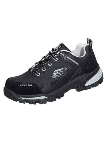 Skechers Botas de construcción Gatlon Strigax para hombre, Tela sintética de piel negra y gris, 44 EU
